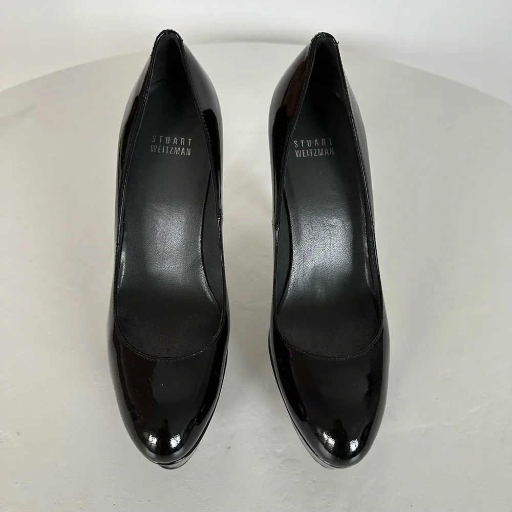 Stuart Weitzman Mae Platform Pumps Black Patent Leather | Size 7